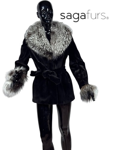 Genuine black sheared mink - sheared,