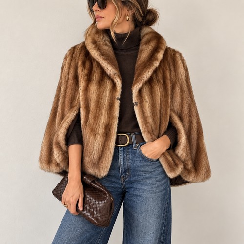 Vintage genuine fur cape - vintage,