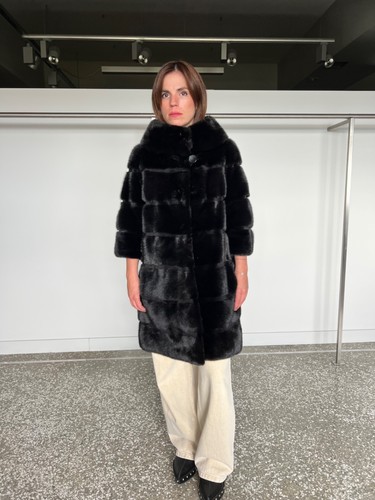 New black mink fur coat - , in
