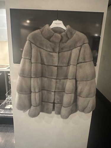 Grey mink jacket with - grey,