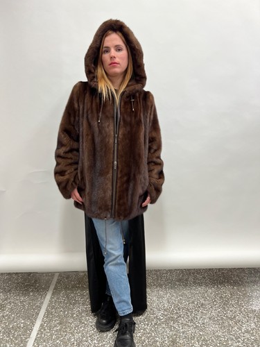 New brown mink - , hooded